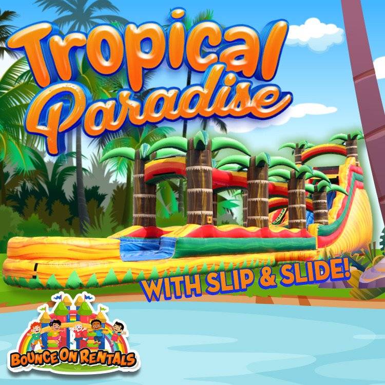 20ft Tropical Paradise Slide with attached Slip & Slide