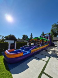 52126 1781924029 22ft Dual Lane Purple Crush Slide with Slip and Slide